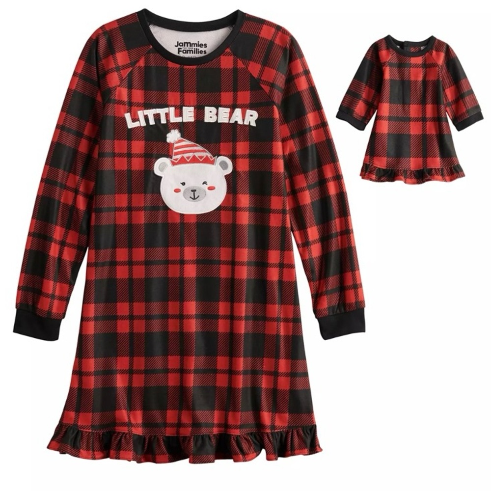 Cuddl Duds Red and Black Nightgown Cozy Plaid Design